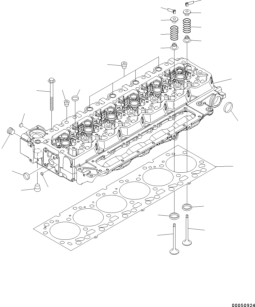 Komatsu parts book diagram for SAA6D107E-1J S/N H62051 - Up (For WA320-6): CYLINDER HEAD