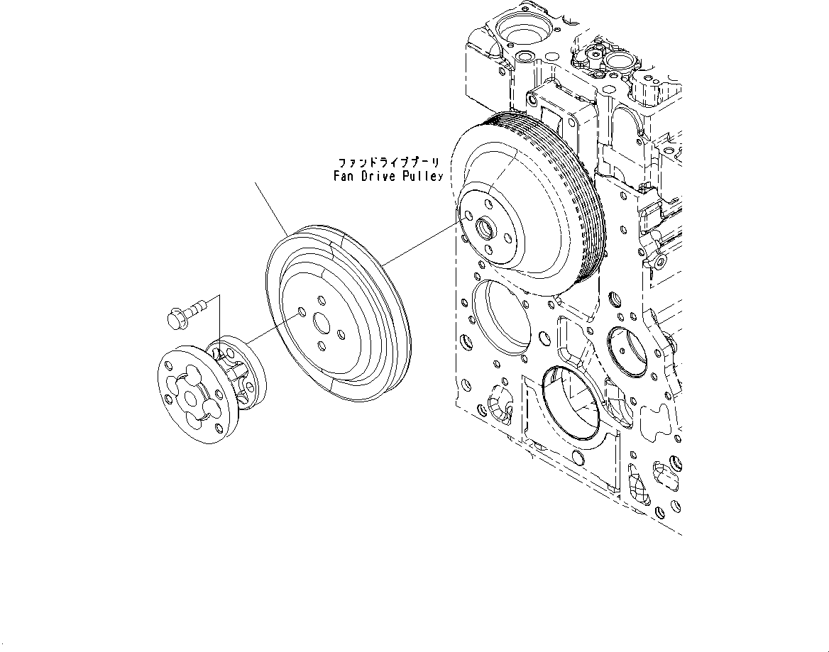 Komatsu parts book diagram for SAA6D107E-1J S/N H62051 - Up (For WA320-6): ACCESSORY DRIVE PULLEY