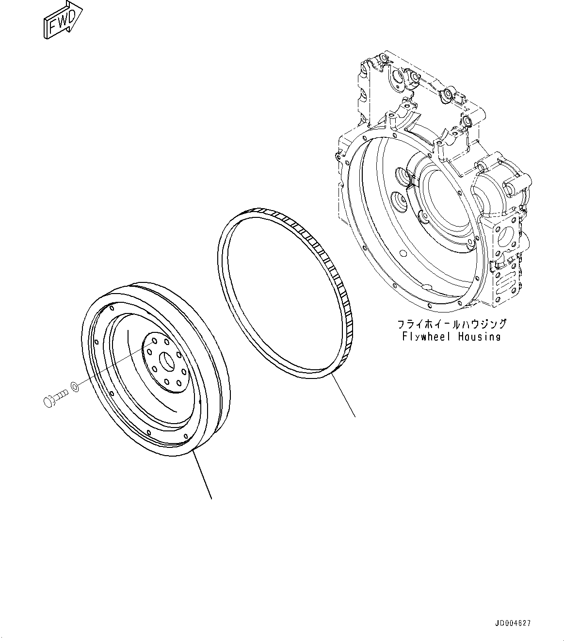 Komatsu parts book diagram for SAA6D107E-1J S/N H62051 - Up (For WA320-6): FLYWHEEL