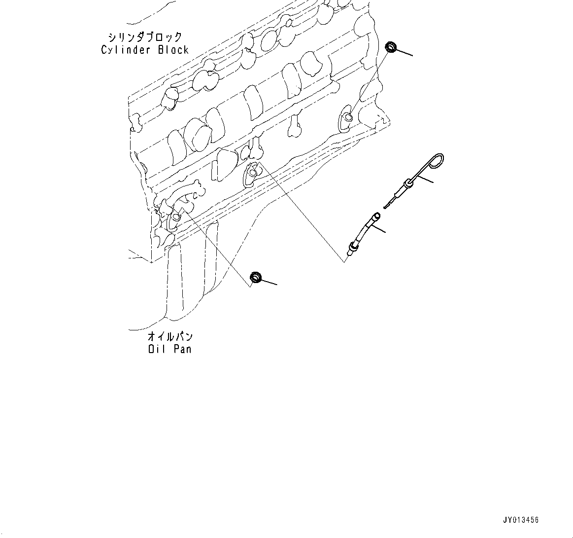 Komatsu parts book diagram for SAA6D107E-1J S/N H62051 - Up (For WA320-6): OIL LEVEL GAUGE