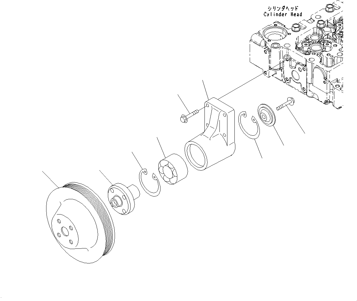 Komatsu parts book diagram for SAA6D107E-1J S/N H62051 - Up (For WA320-6): COOLING FAN DRIVE PULLEY