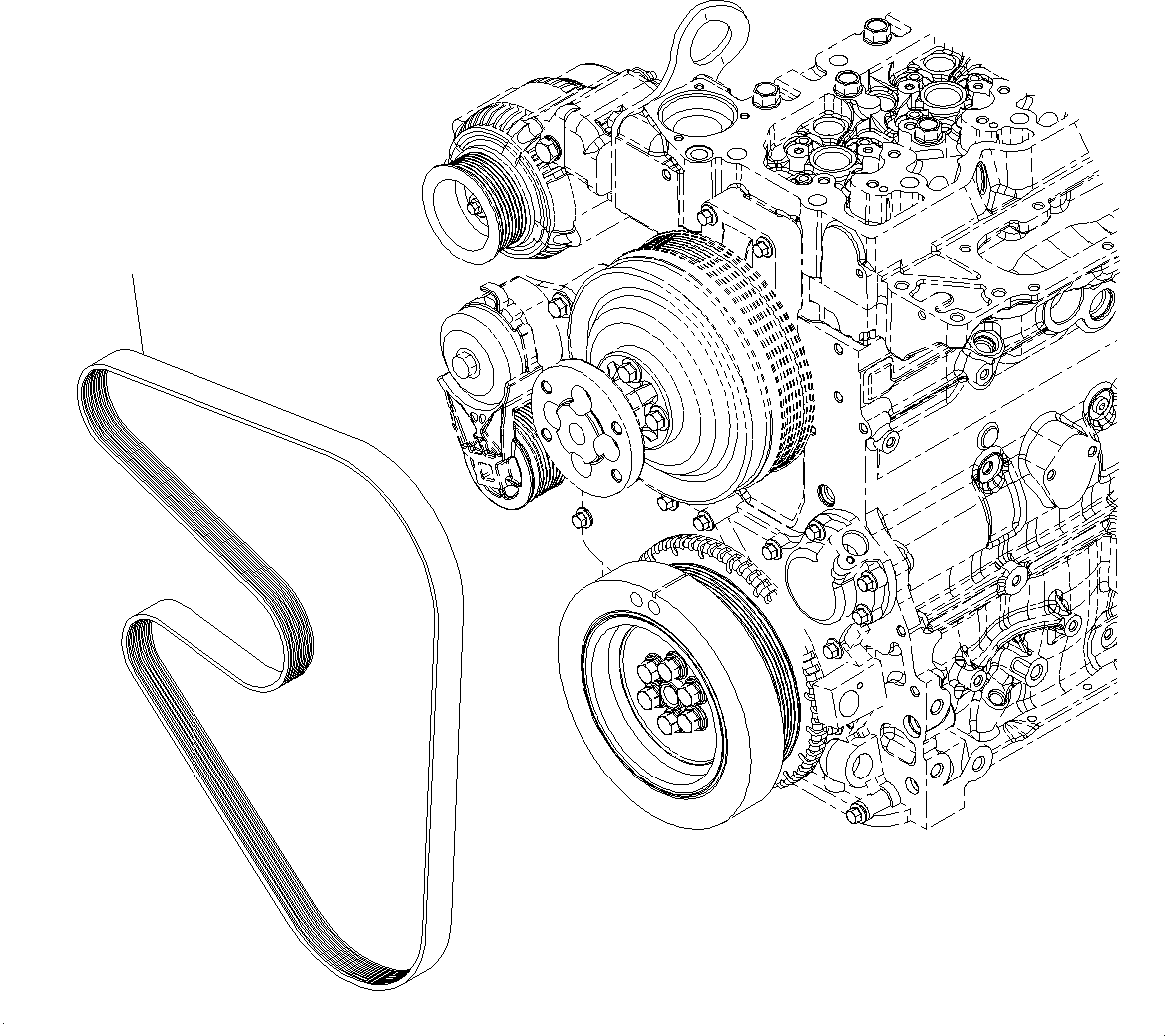 Komatsu parts book diagram for SAA6D107E-1J S/N H62051 - Up (For WA320-6): COOLING FAN BELT