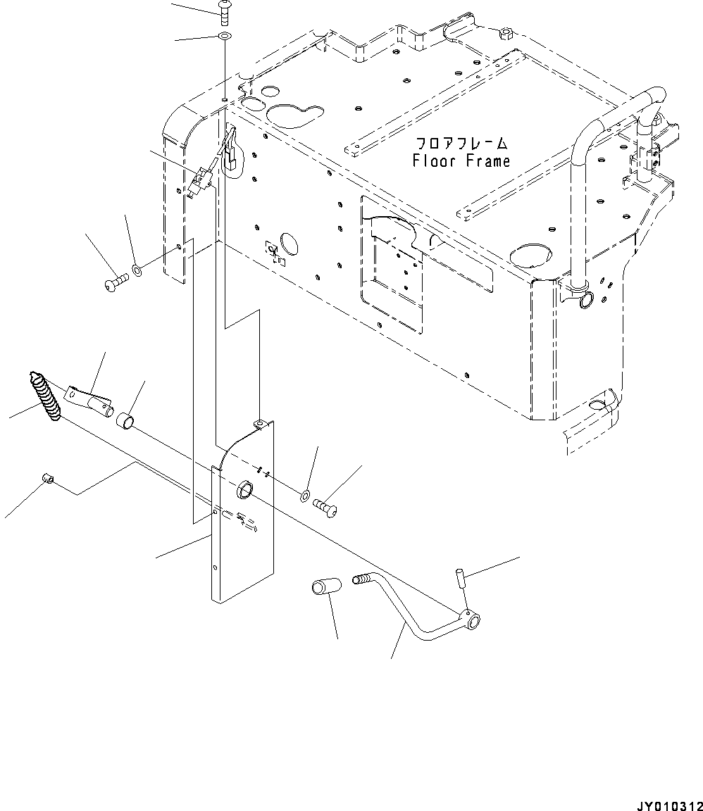 Excavators Komatsu / PC18MR-3 S/N 20001-UP(0000268c) / Floor Frame, Work Equipment Lock Lever (#20001-)(K013022 : K1110-004018)
