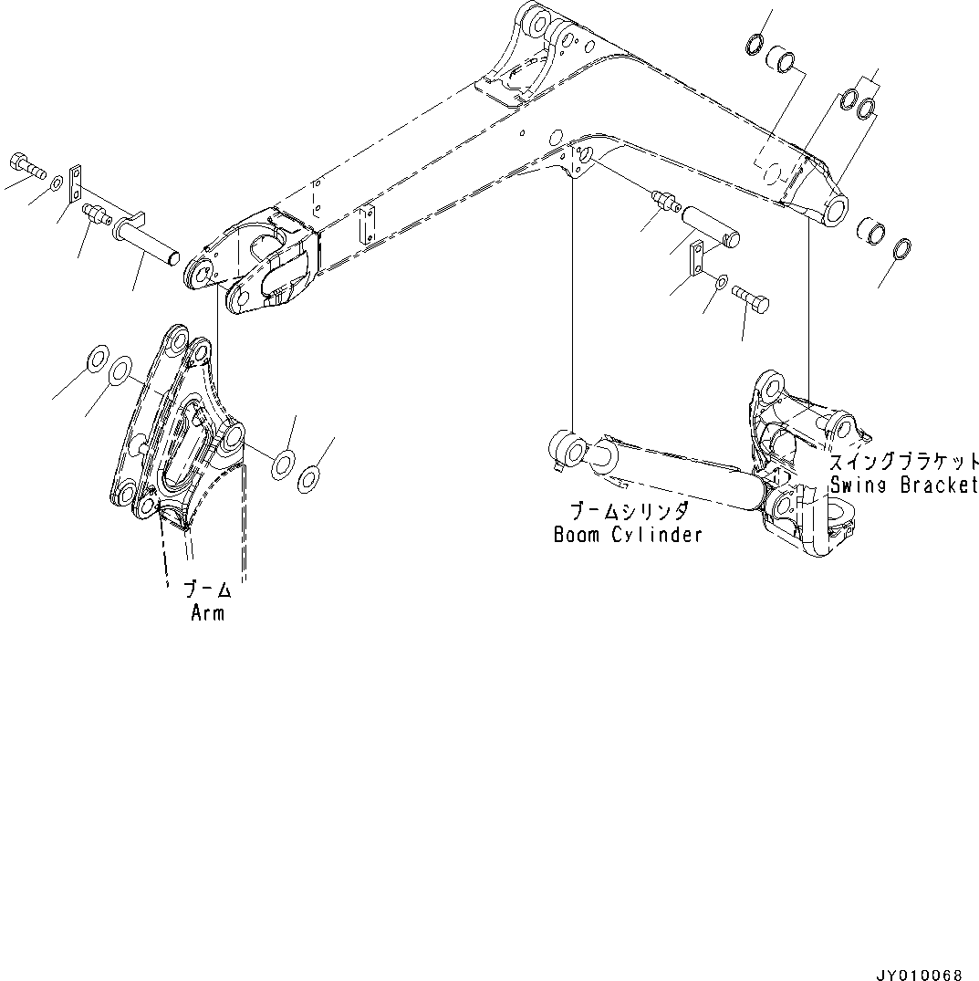 Excavators Komatsu / PC18MR-3 S/N 20001-UP(0000268c) / Boom, Pin, Boom Cylinder and Arm (#20001-)(T003004 : T1110-002004)