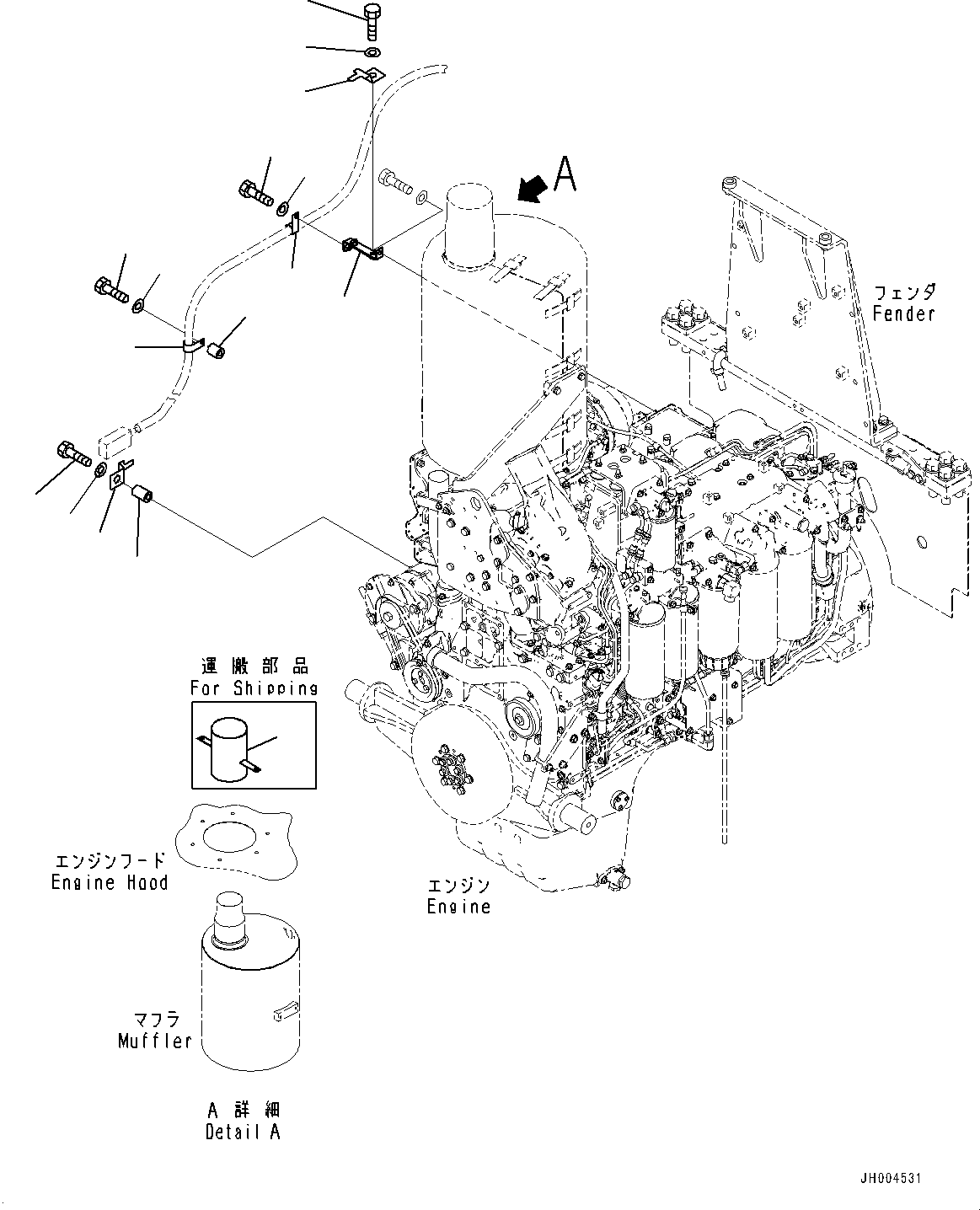 Bulldozers Komatsu / D275A-5R S/N 35021-UP(0000278c) / Exhaust Muffler, Heater Hose Clamp (#35021-)(B004002 : B0300-004002)