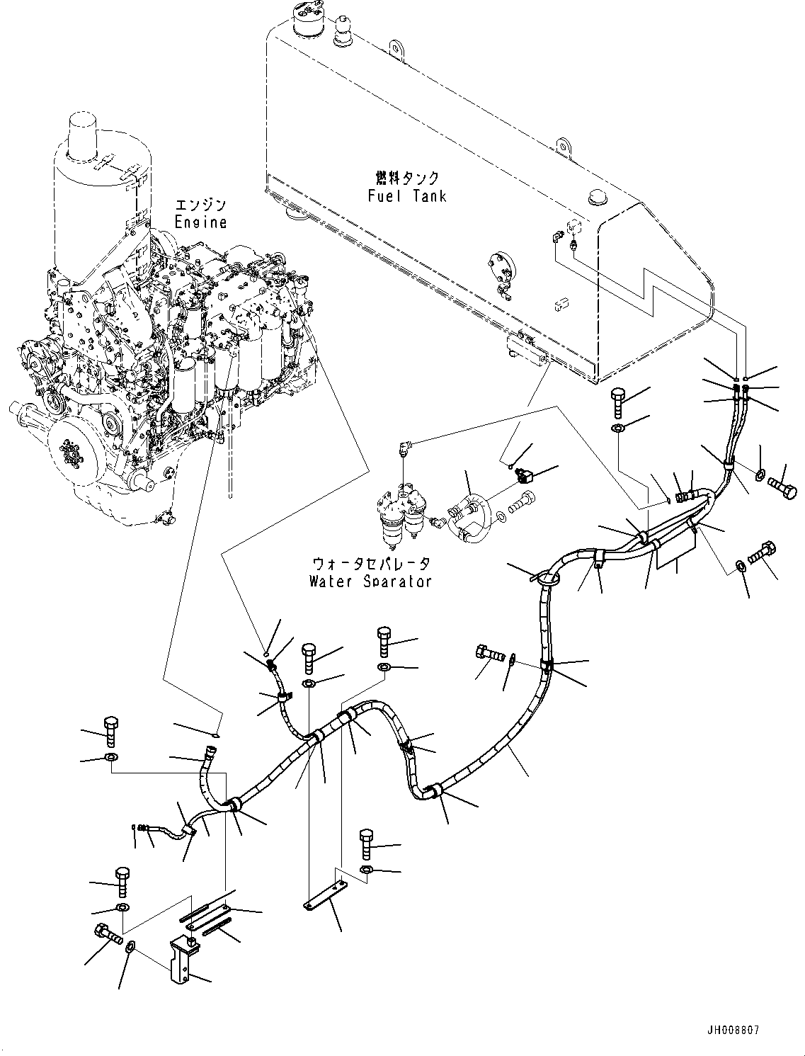 Bulldozers Komatsu / D275A-5R S/N 35021-UP(0000278c) / Fuel Piping, Main Piping (#35056-)(D006004 : D0200-010002B)