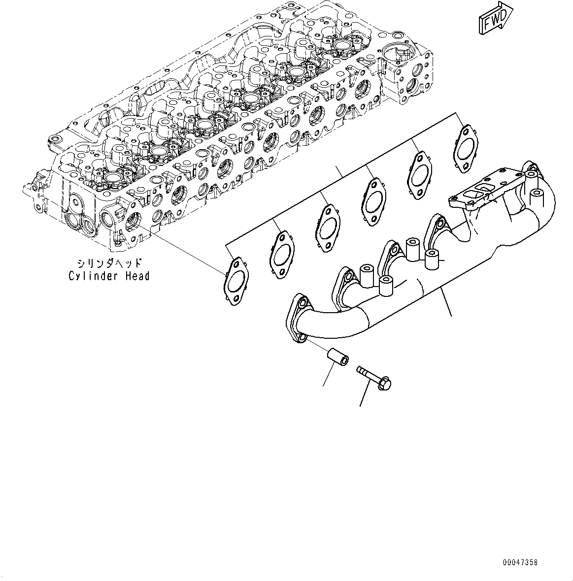 Komatsu parts book diagram for SAA6D107E-1CC S/N 26540705-UP (For GD655-5/GD675-5): EXHAUST MANIFOLD (#26540705-)