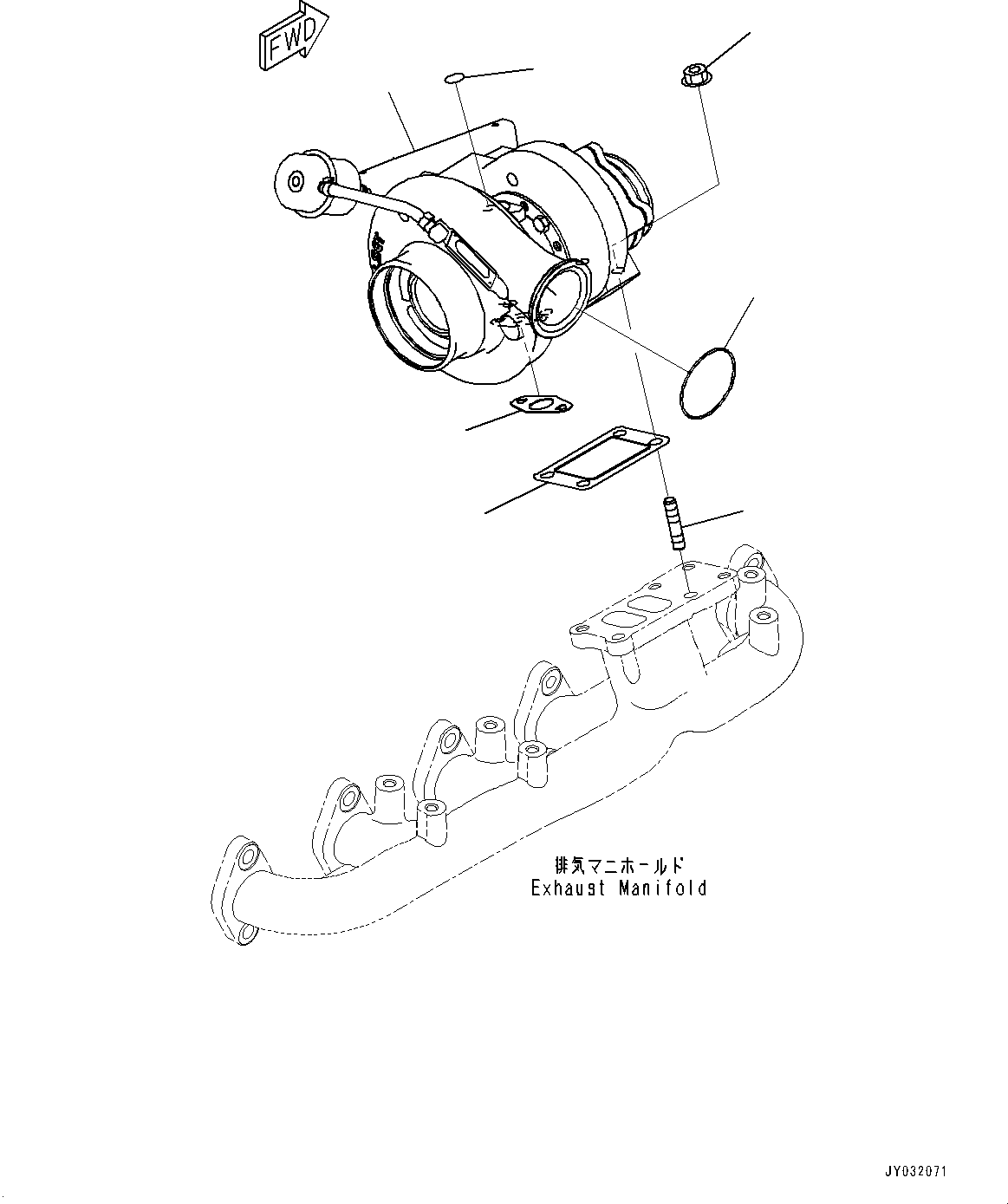 Komatsu parts book diagram for SAA6D107E-1CC S/N 26540705-UP (For GD655-5/GD675-5): TURBOCHARGER (#26540705-)