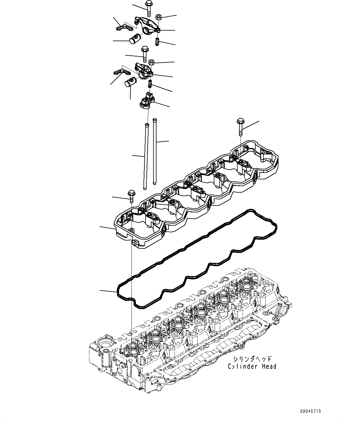 Komatsu parts book diagram for SAA6D107E-1CC S/N 26540705-UP (For GD655-5/GD675-5): ROCKER ARM (#26540705-)