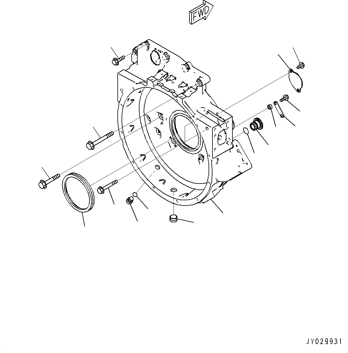 Komatsu parts book diagram for SAA6D107E-1CC S/N 26540705-UP (For GD655-5/GD675-5): FLYWHEEL HOUSING (#26540705-)