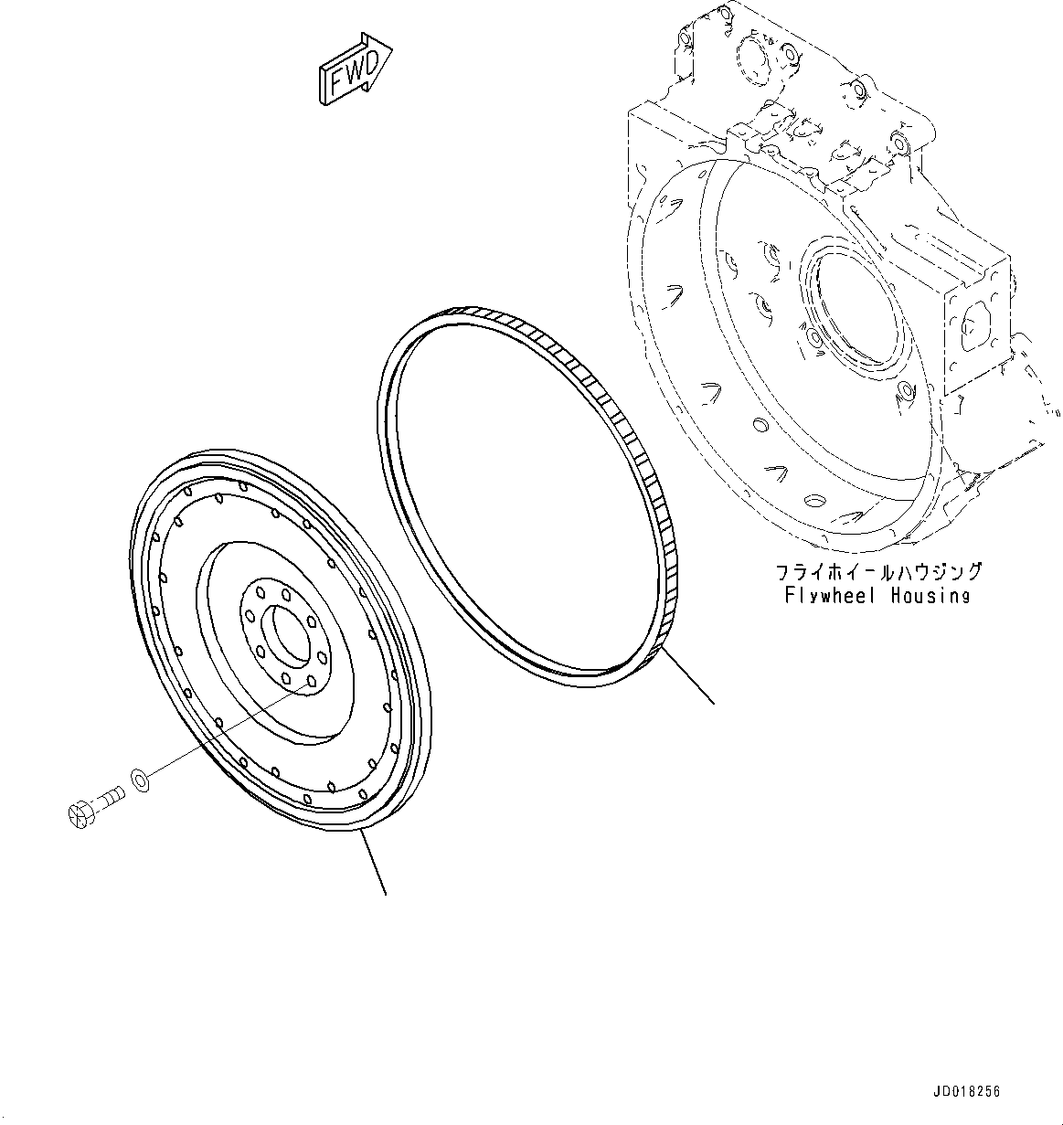 Komatsu parts book diagram for SAA6D107E-1CC S/N 26540705-UP (For GD655-5/GD675-5): FLYWHEEL (#26540705-)