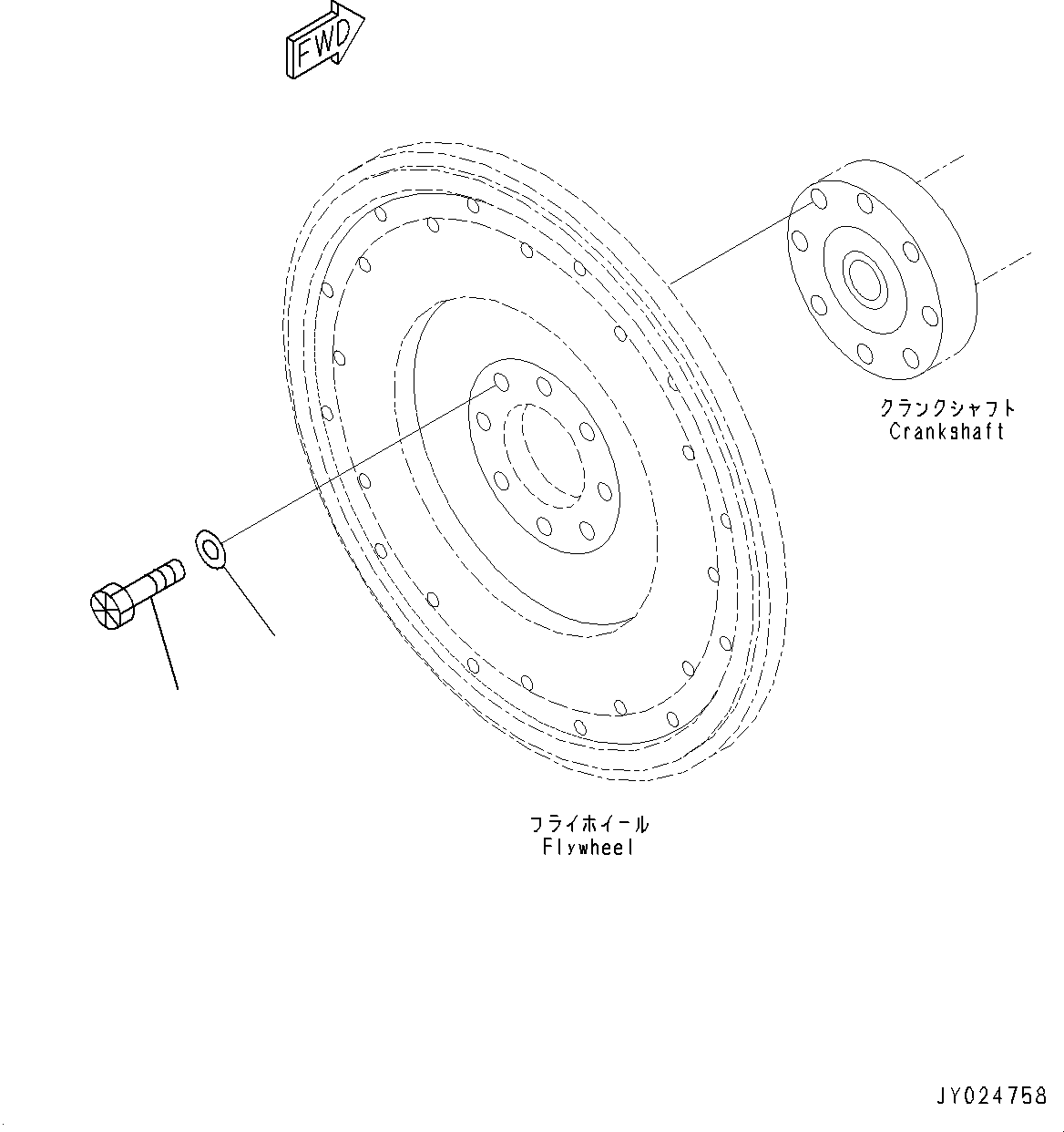 Komatsu parts book diagram for SAA6D107E-1CC S/N 26540705-UP (For GD655-5/GD675-5): FLYWHEEL MOUNTING (#26540705-)