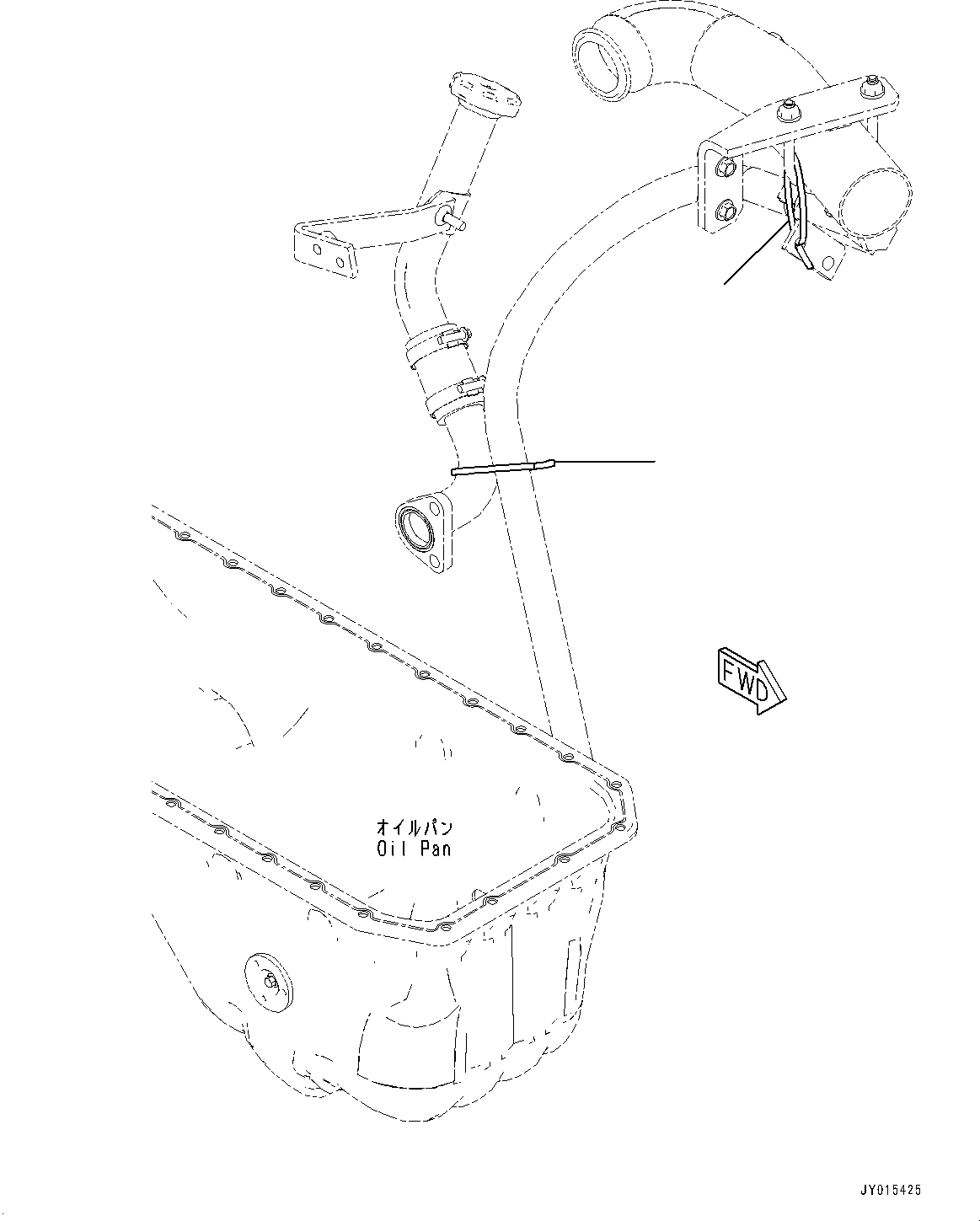 Komatsu parts book diagram for SAA6D107E-1CC S/N 26540705-UP (For GD655-5/GD675-5): ENGINE OIL PAN DRAIN, BAND (#26540707-)