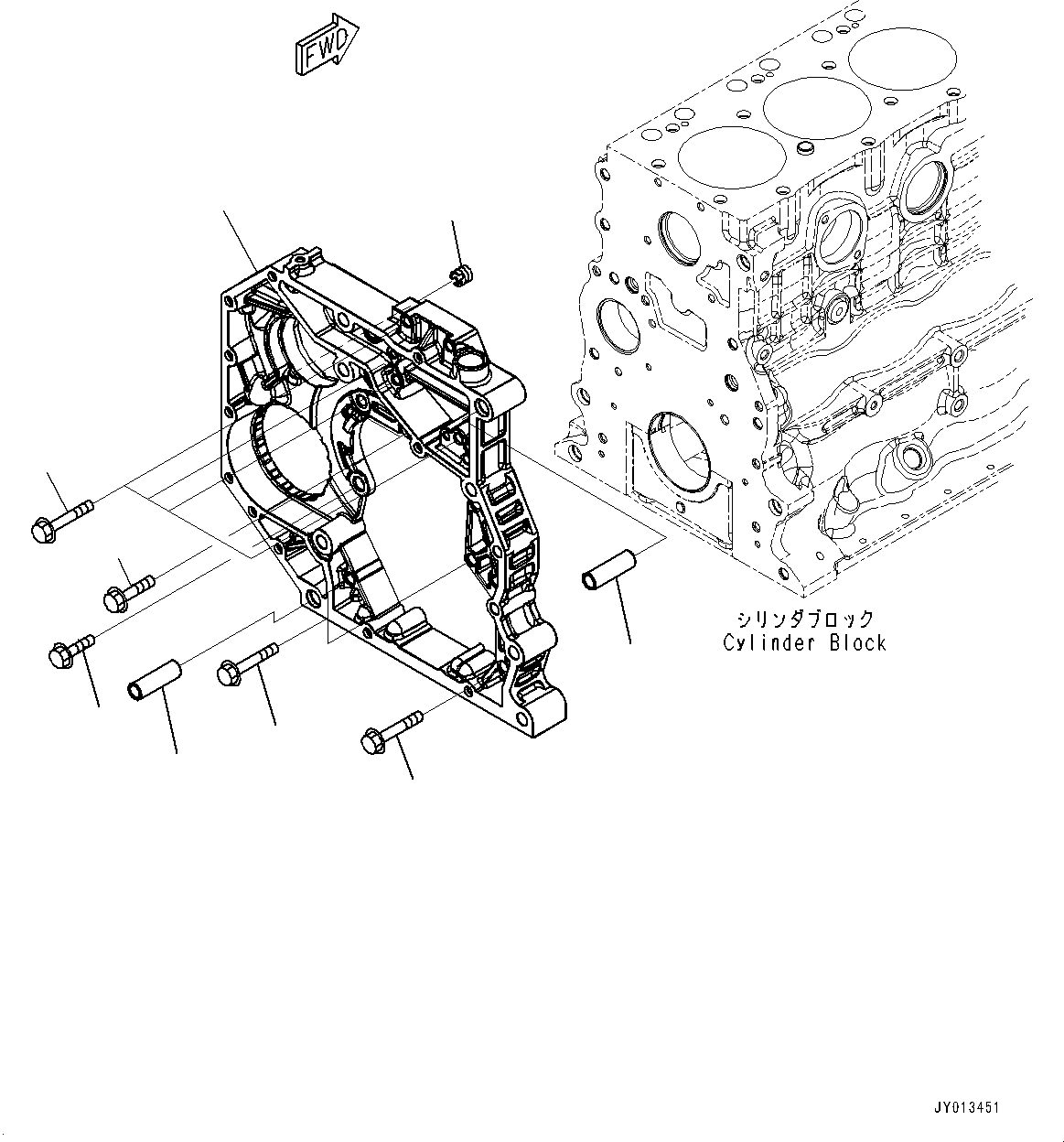 Komatsu parts book diagram for SAA6D107E-1CC S/N 26540705-UP (For GD655-5/GD675-5): REAR GEAR HOUSING (#26540705-)