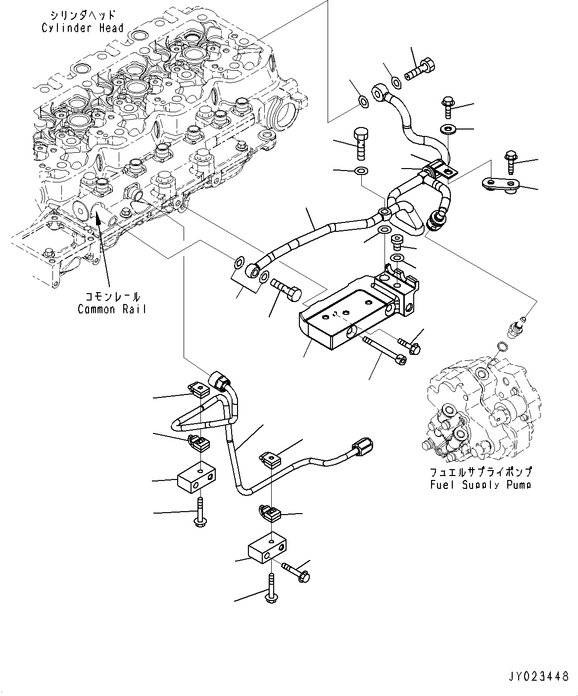 Komatsu parts book diagram for SAA6D107E-1CC S/N 26540705-UP (For GD655-5/GD675-5): FUEL PIPING (#26540705-)