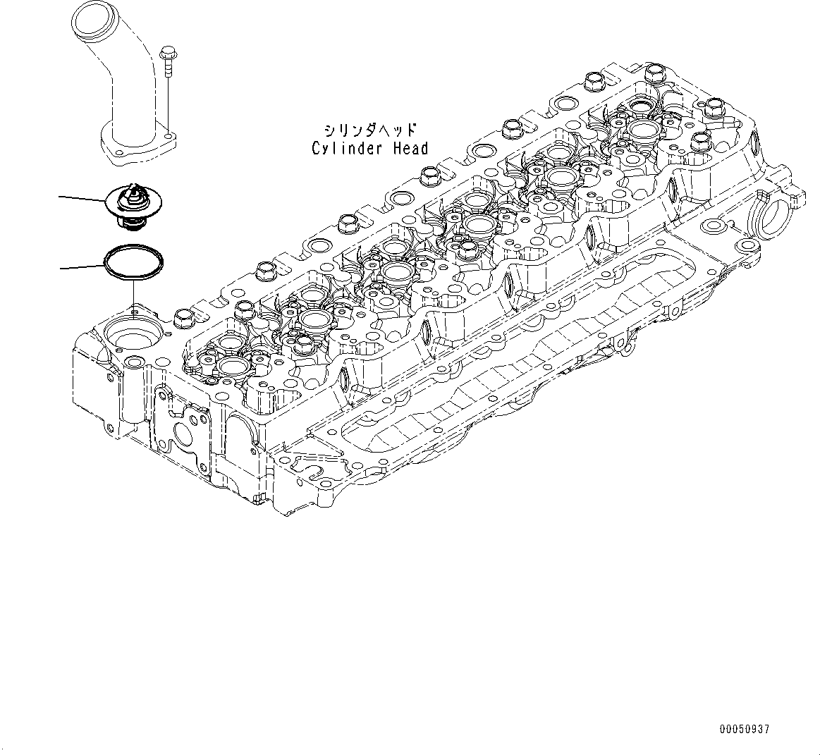Komatsu parts book diagram for SAA6D107E-1CC S/N 26540705-UP (For GD655-5/GD675-5): THERMOSTAT (#26540705-)