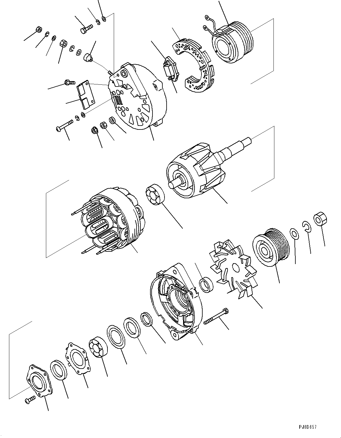 Komatsu parts book diagram for SAA6D107E-1CC S/N 26540705-UP (For GD655-5/GD675-5): ALTERNATOR (#26540705-)