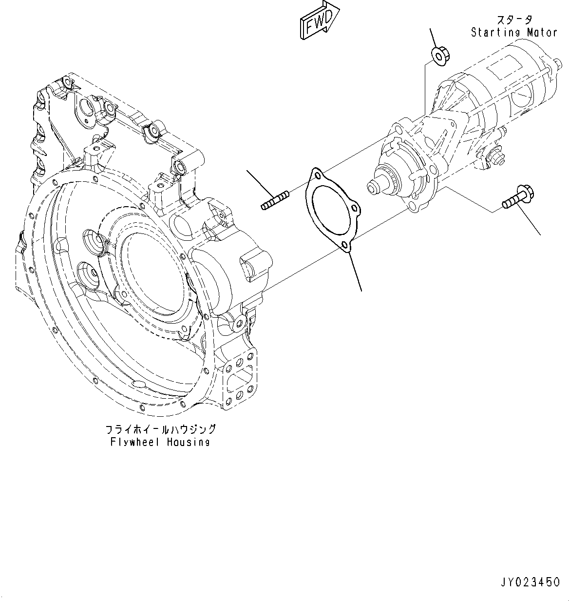 Komatsu parts book diagram for SAA6D107E-1CC S/N 26540705-UP (For GD655-5/GD675-5): STARTING MOTOR MOUNTING (#26540705-)
