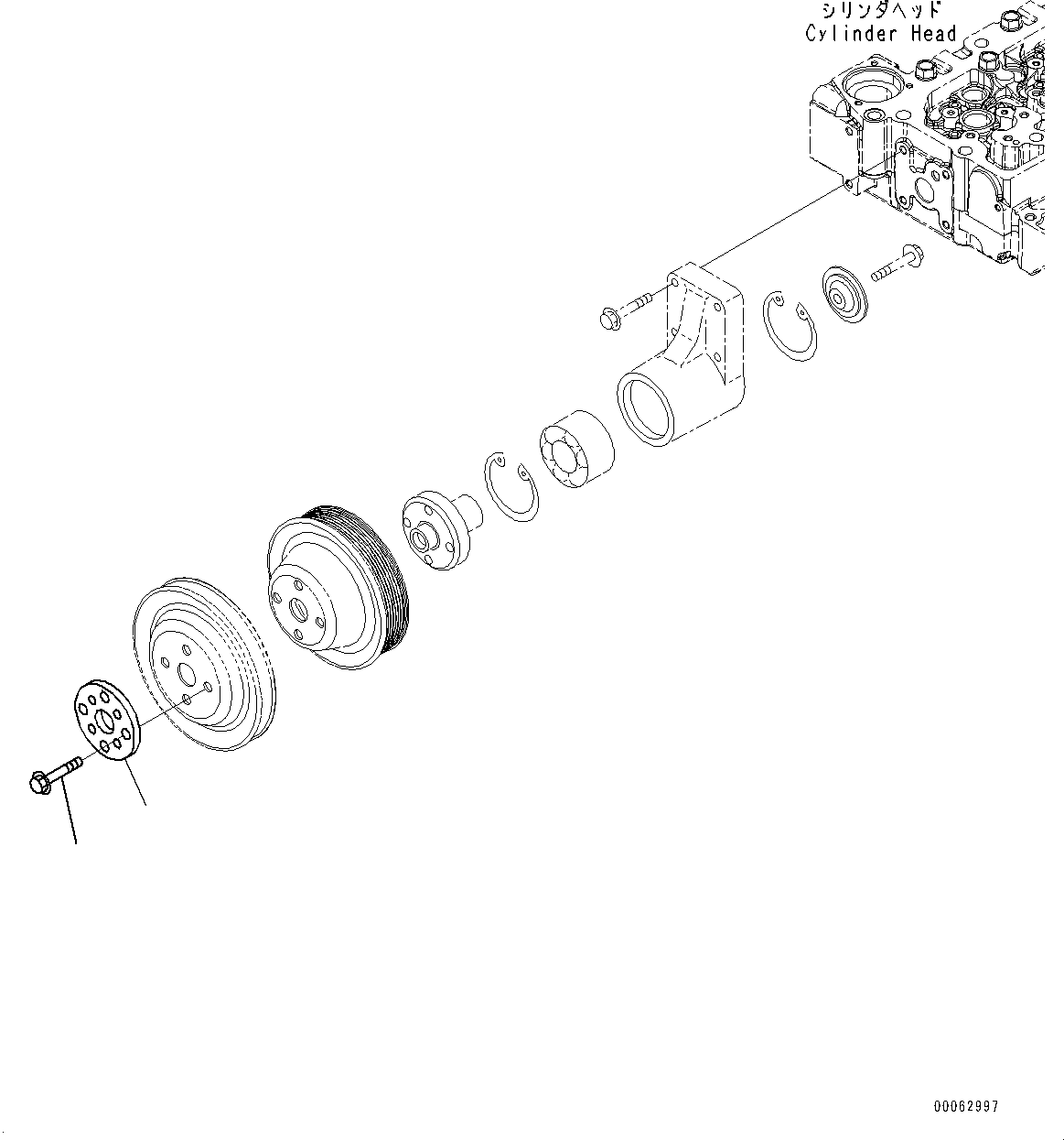 Engines Komatsu / SAA6D107E-1DD S/N 26540713-UP (For GD555-5)(0000284c) / Cooling Fan Belt Tensioner (#26540713-)(E007001 : AWP20-001001)