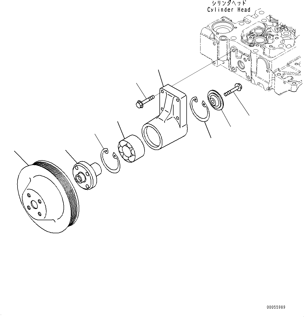 Engines Komatsu / SAA6D107E-1DD S/N 26540713-UP (For GD555-5)(0000284c) / Water Pump, Mounting Bolt (#26540713-26582088)(E008001 : AWP00-001001)