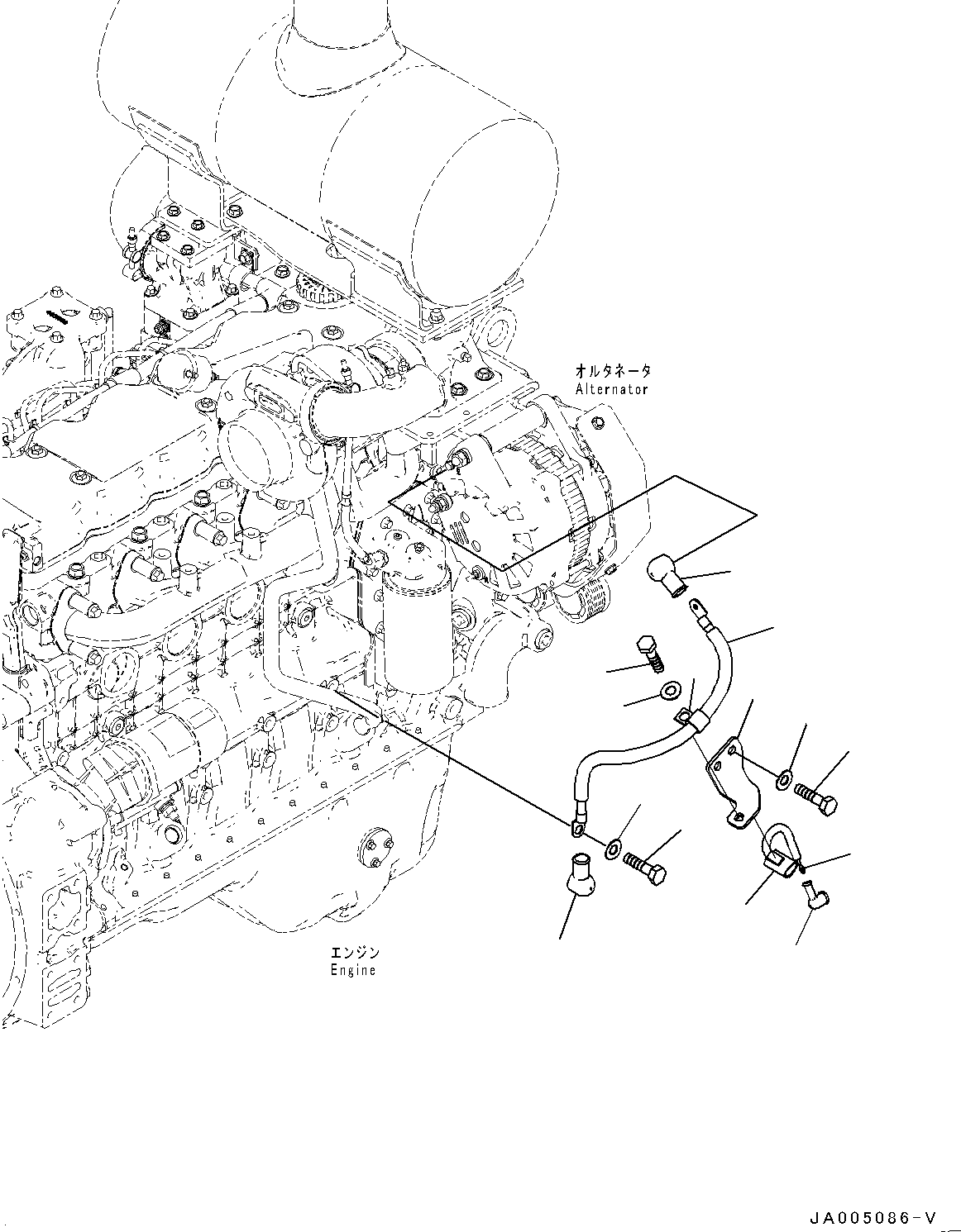 Wheel Loaders Komatsu / WA380-6 S/N 65949-UP(0000290c) / Engine Related Parts, Alternator Cable (#65949-)(B003008 : B0110-007007)