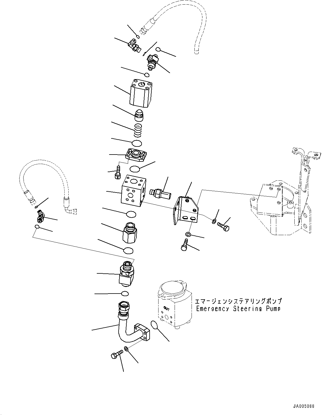 Wheel Loaders Komatsu / WA380-6 S/N 65949-UP(0000290c) / Torque Converter and Transmission, Emergency Steering Pump Piping (#66075-)(F002027 : F4300-001025A)