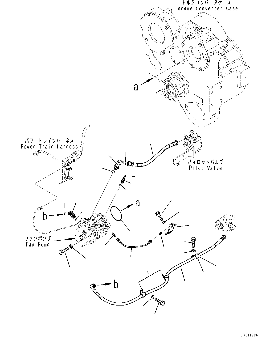 Bulldozers Komatsu / D155AX-6 S/N 81028-UP(0000293c) / Power Train Hydraulic Oil Piping, Fan Pump Piping (#81028-81086)(F009013 : F2720-009013)