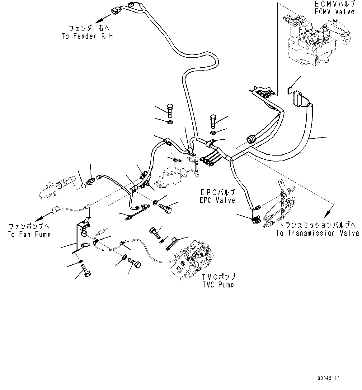 Bulldozers Komatsu / D155AX-6 S/N 81028-UP(0000293c) / Power Train Wiring Harness, (1/2) (#81028-81863)(F016001 : F2830-001001)