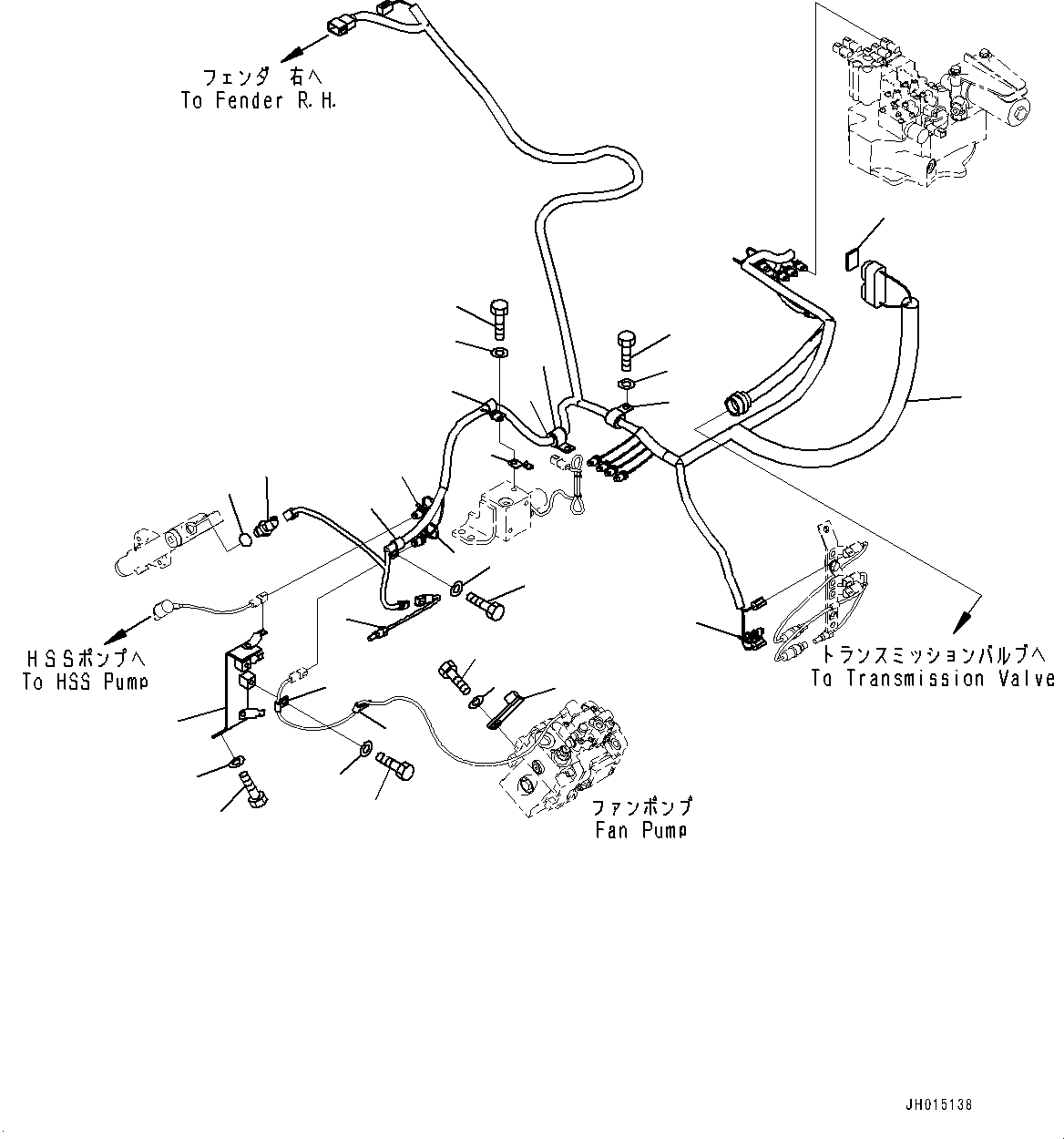 Bulldozers Komatsu / D155AX-6 S/N 81028-UP(0000293c) / Power Train Wiring Harness, (1/2) (#81864-)(F016002 : F2830-001001A)