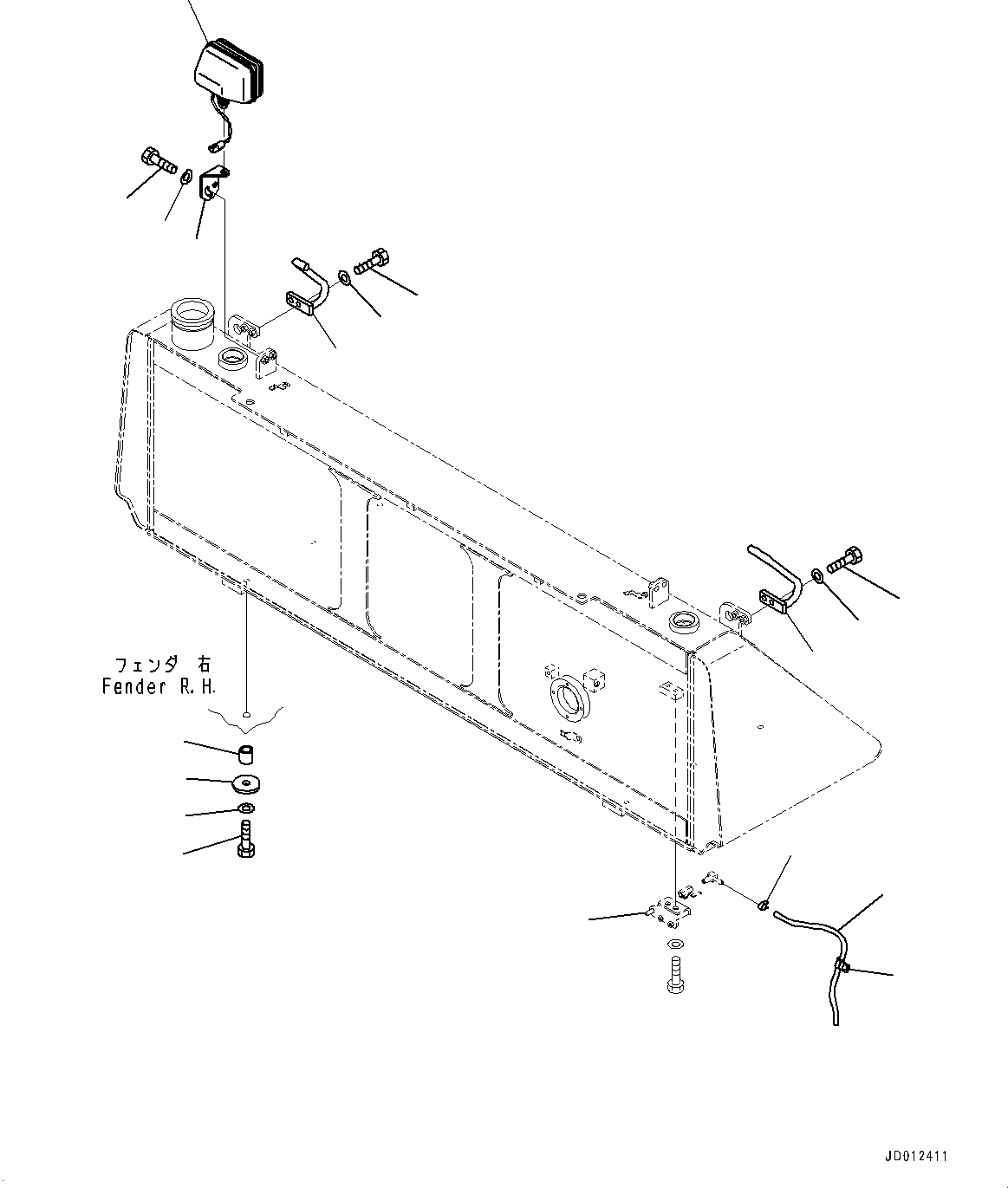Bulldozers Komatsu / D155AX-6 S/N 81028-UP (For EU)(0000294c) / Fuel Tank, Working Lamp, Rear (#81028-)(D001003 : D0100-001003)