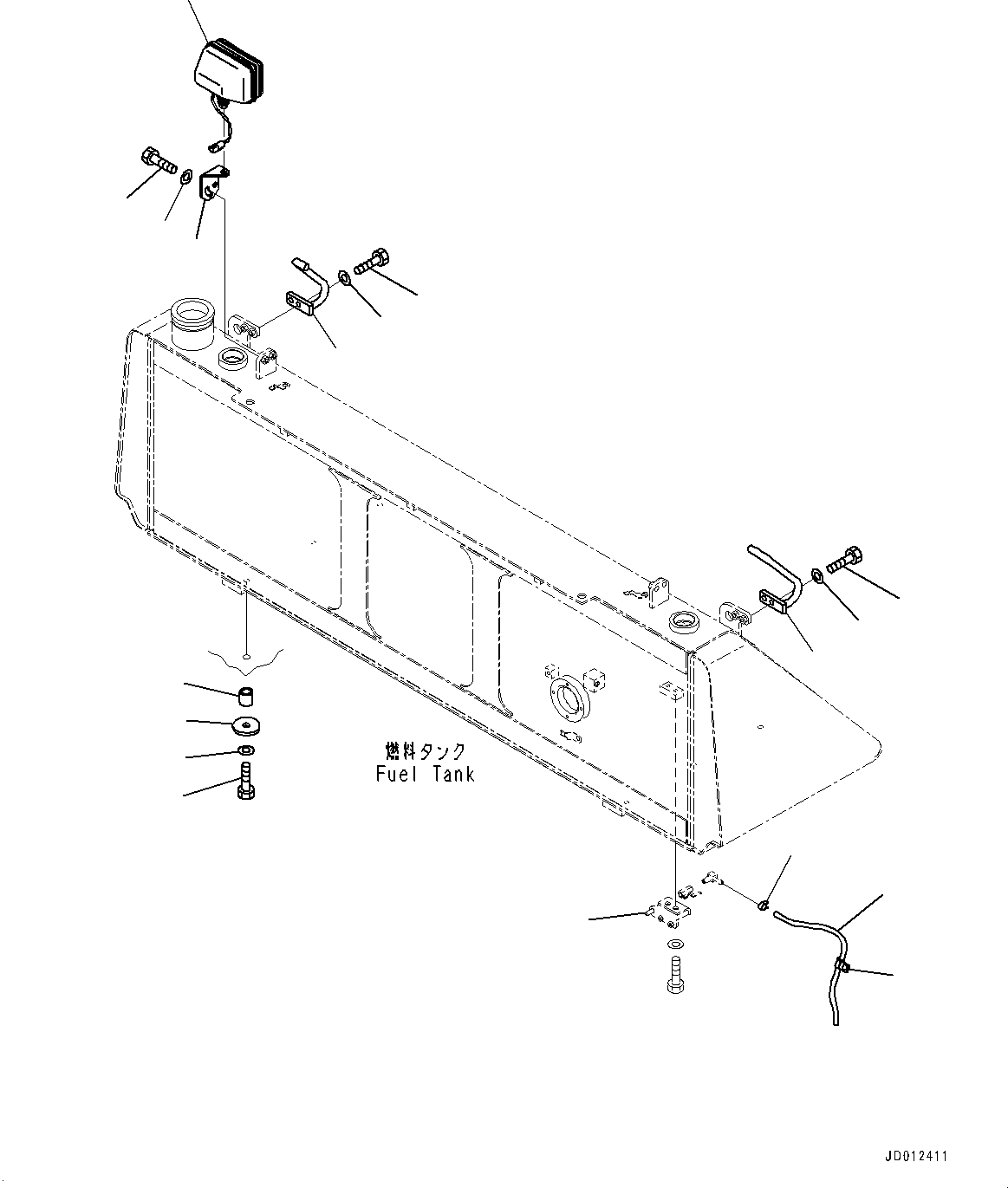 Bulldozers Komatsu / D155AX-6 S/N 81028-UP (For EU)(0000294c) / Fuel Tank, Working Lamp, Rear (#81028-)(D002003 : D0100-002003)