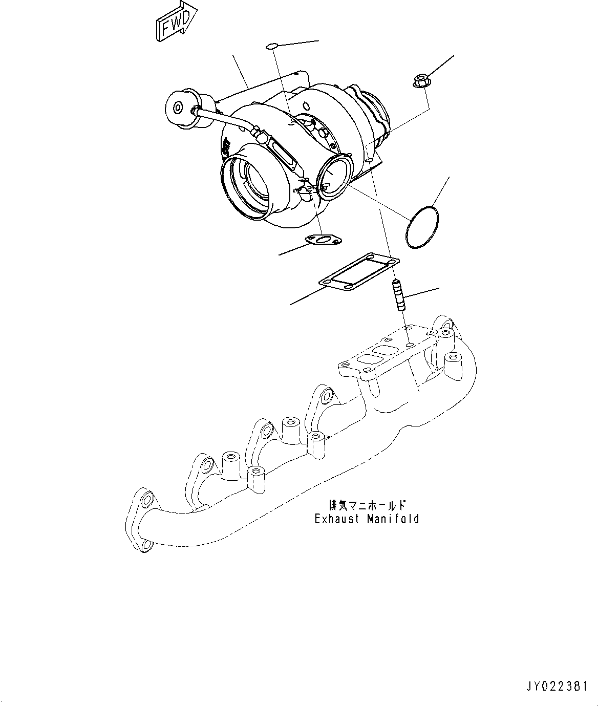 Komatsu parts book diagram for SAA6D107E-1D S/N 26537463-UP (For WA380-6): TURBOCHARGER (#26626767-)