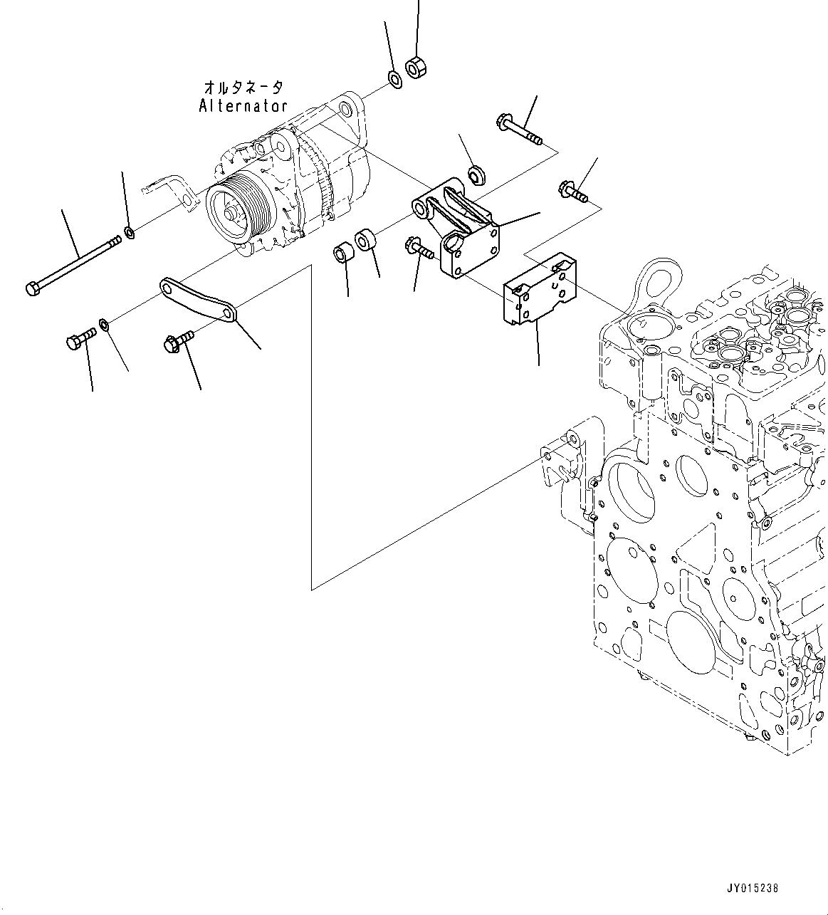 Komatsu parts book diagram for SAA6D107E-1D S/N 26537463-UP (For WA380-6): ALTERNATOR MOUNTING (#26542710-)