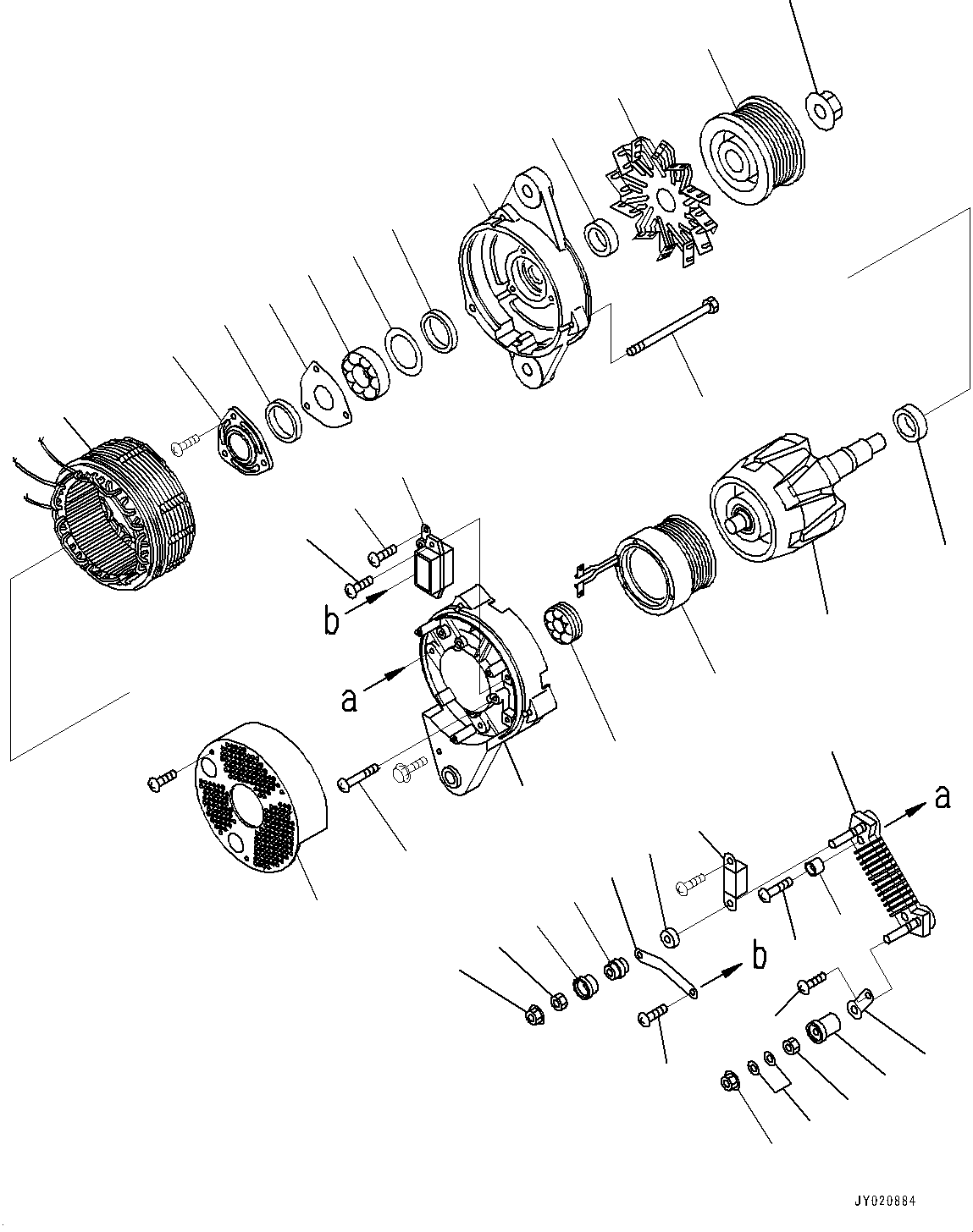 Komatsu parts book diagram for SAA6D107E-1D S/N 26537463-UP (For WA380-6): ALTERNATOR, INNER PARTS (#26609382-)