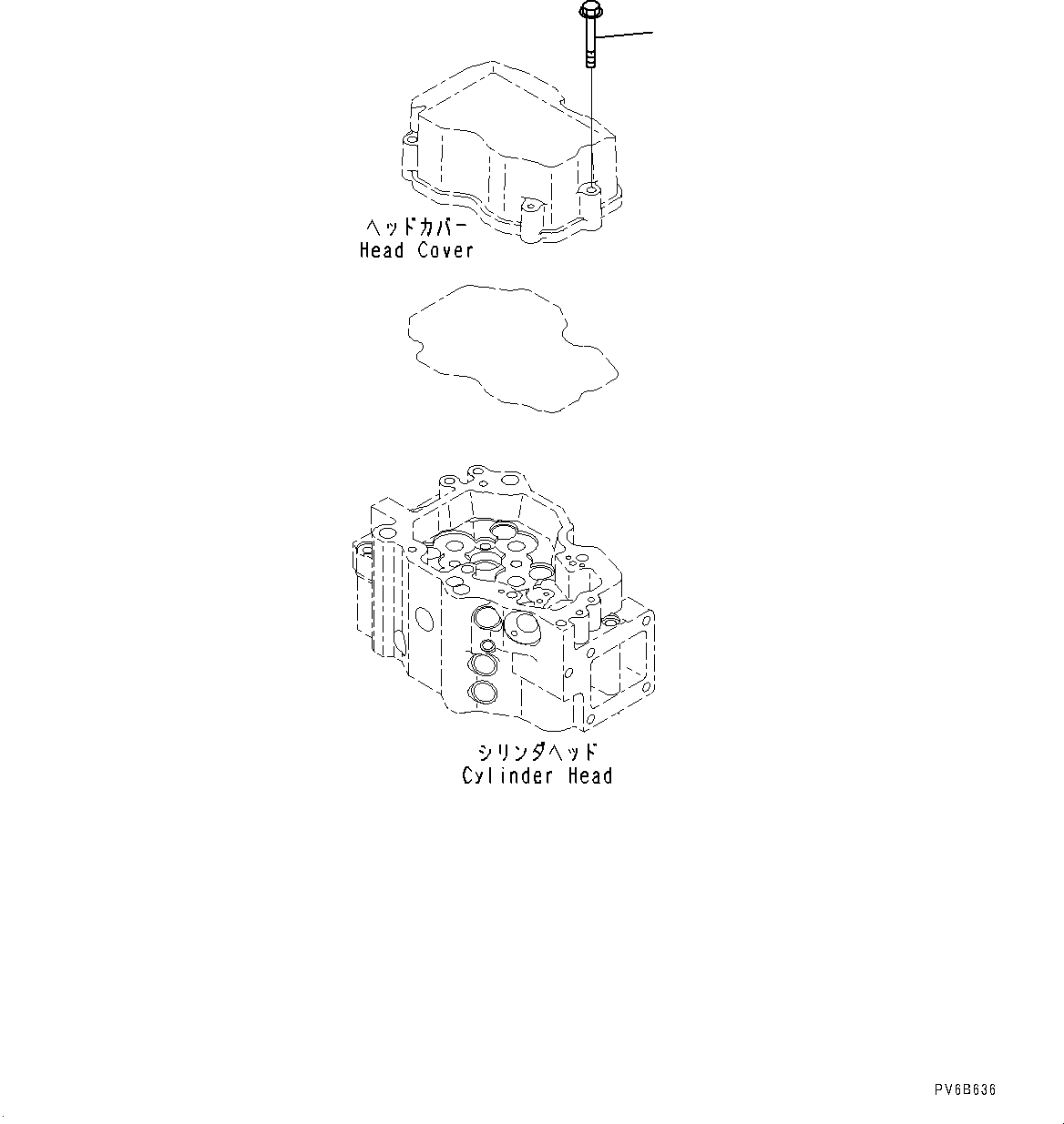 Komatsu parts book diagram for SAA6D140E-5G S/N 535751-UP (For D155AX-6): HEAD COVER MOUNTING BOLT (#535751-)