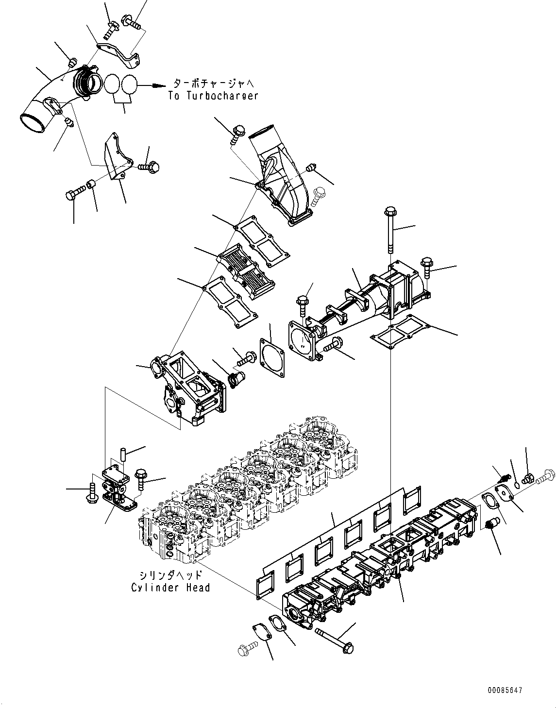 Komatsu parts book diagram for SAA6D140E-5G S/N 535751-UP (For D155AX-6): AIR INTAKE MANIFOLD (#535751-)