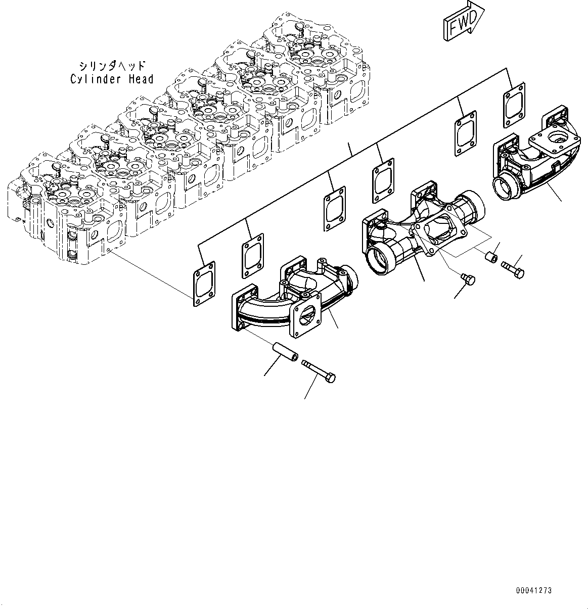 Komatsu parts book diagram for SAA6D140E-5G S/N 535751-UP (For D155AX-6): EXHAUST MANIFOLD (#535751-)