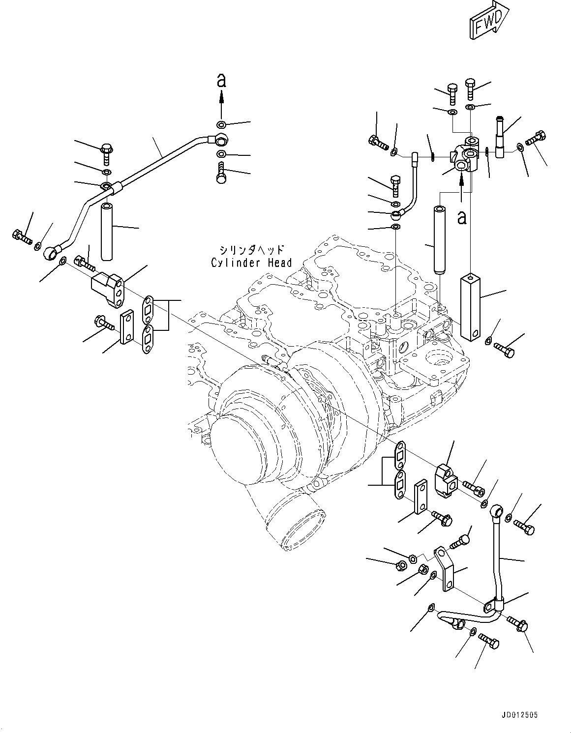Komatsu parts book diagram for SAA6D140E-5G S/N 535751-UP (For D155AX-6): TURBOCHARGER, WATER PIPING (#535751-)