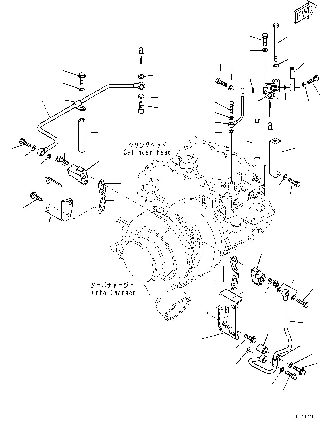 Komatsu parts book diagram for SAA6D140E-5G S/N 535751-UP (For D155AX-6): TURBOCHARGER, WATER PIPING (#535751-)