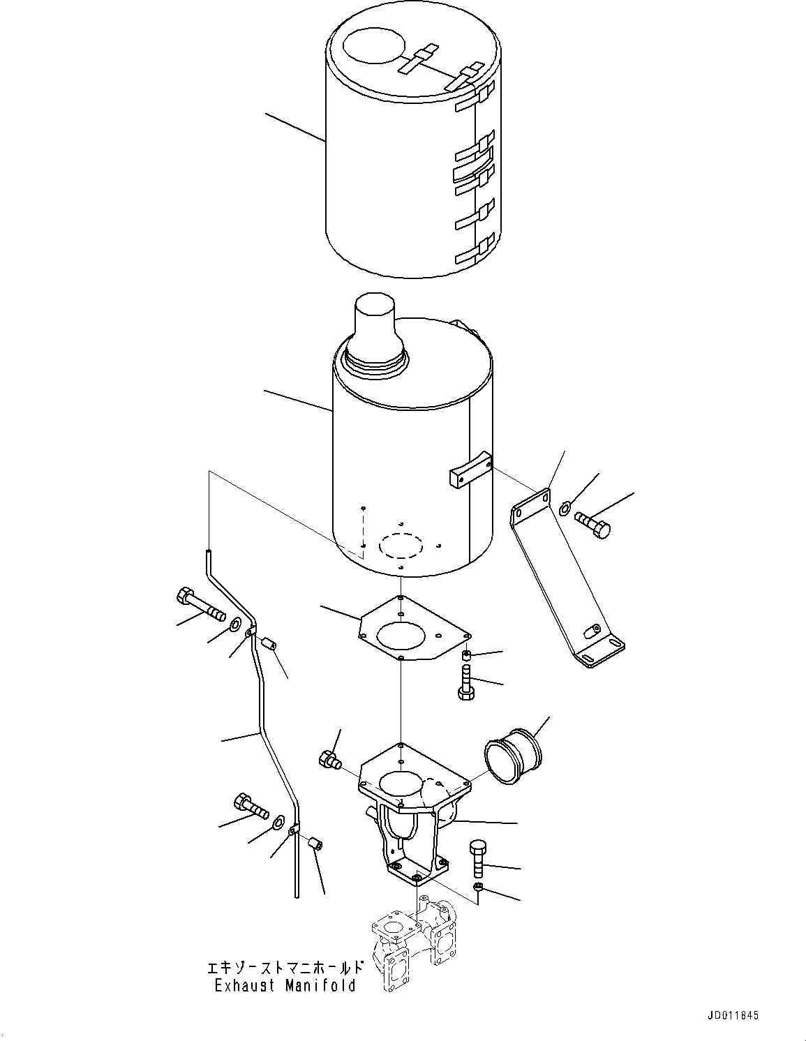 Komatsu parts book diagram for SAA6D140E-5G S/N 535751-UP (For D155AX-6): EXHAUST MUFFLER (#535751-)