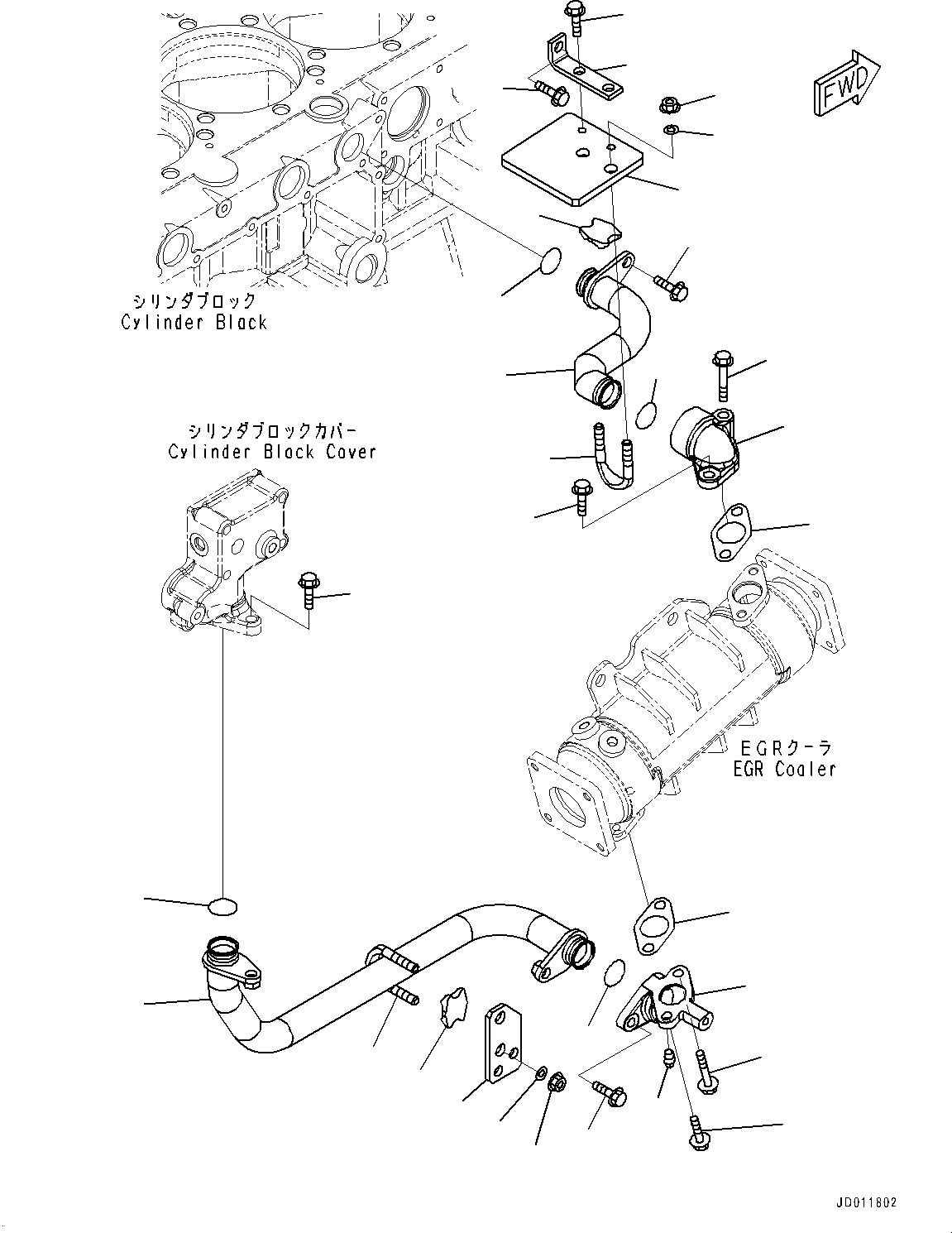 Komatsu parts book diagram for SAA6D140E-5G S/N 535751-UP (For D155AX-6): EXHAUST GAS RE-CIRCULATION (EGR) VALVE, EGR COOLER PIPING AND AIR VENT (#535751-)