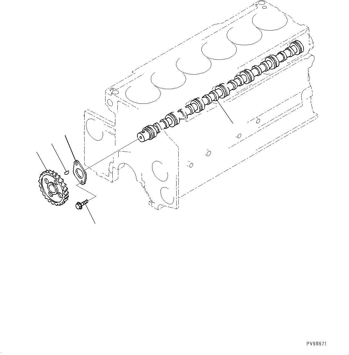Engines Komatsu / SAA6D140E-5G S/N 535751-UP (For D155AX-6)(0000296c) / Camshaft (#535751-)(B003001 : A2410-001001)