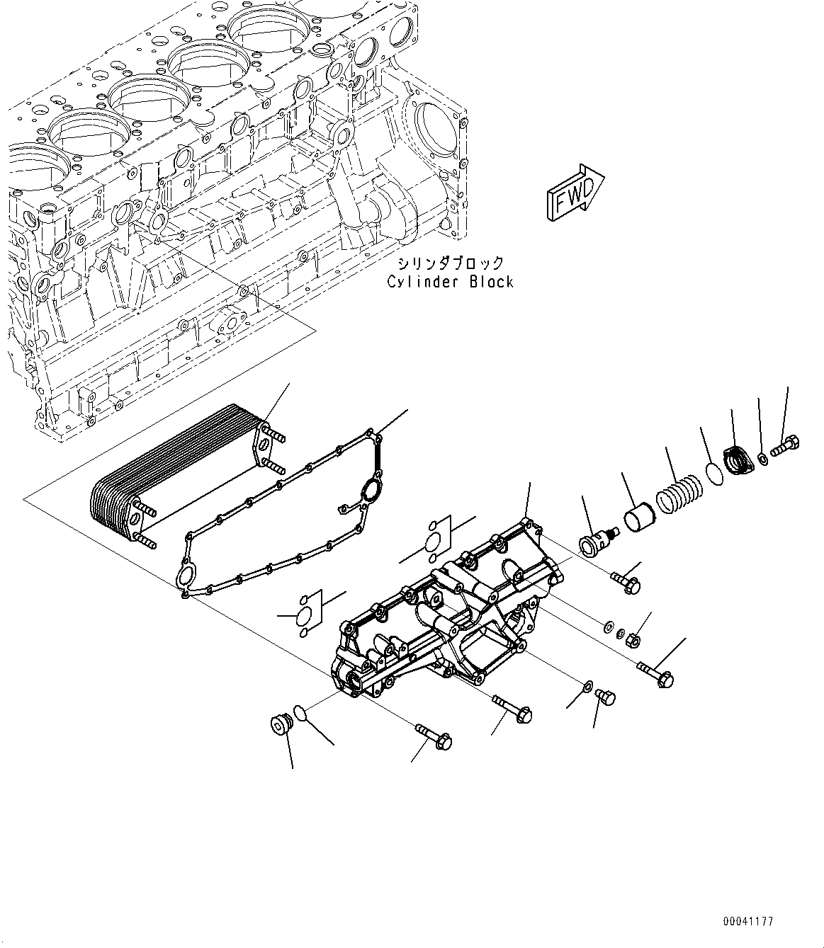 Komatsu parts book diagram for SAA6D140E-5G S/N 535751-UP (For D155AX-6): OIL COOLER (#535751-)