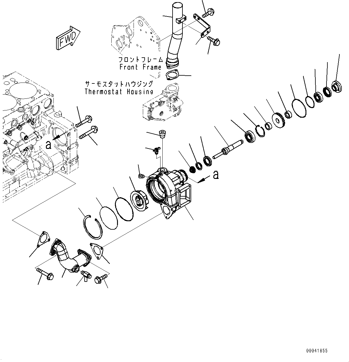 Komatsu parts book diagram for SAA6D140E-5G S/N 535751-UP (For D155AX-6): WATER PUMP, INNER PARTS (#535751-538200)