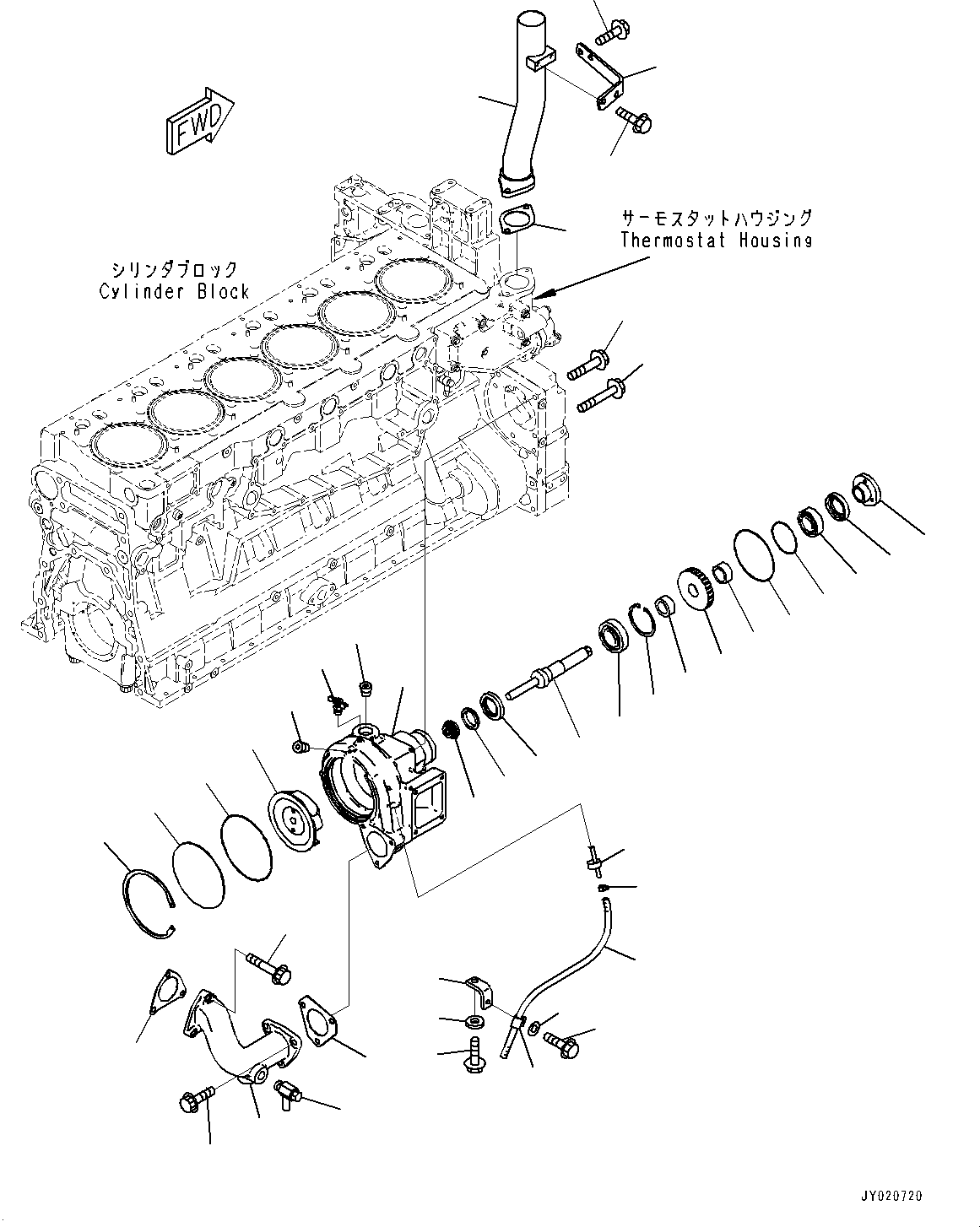 Komatsu parts book diagram for SAA6D140E-5G S/N 535751-UP (For D155AX-6): WATER PUMP, INNER PARTS (#538201-)