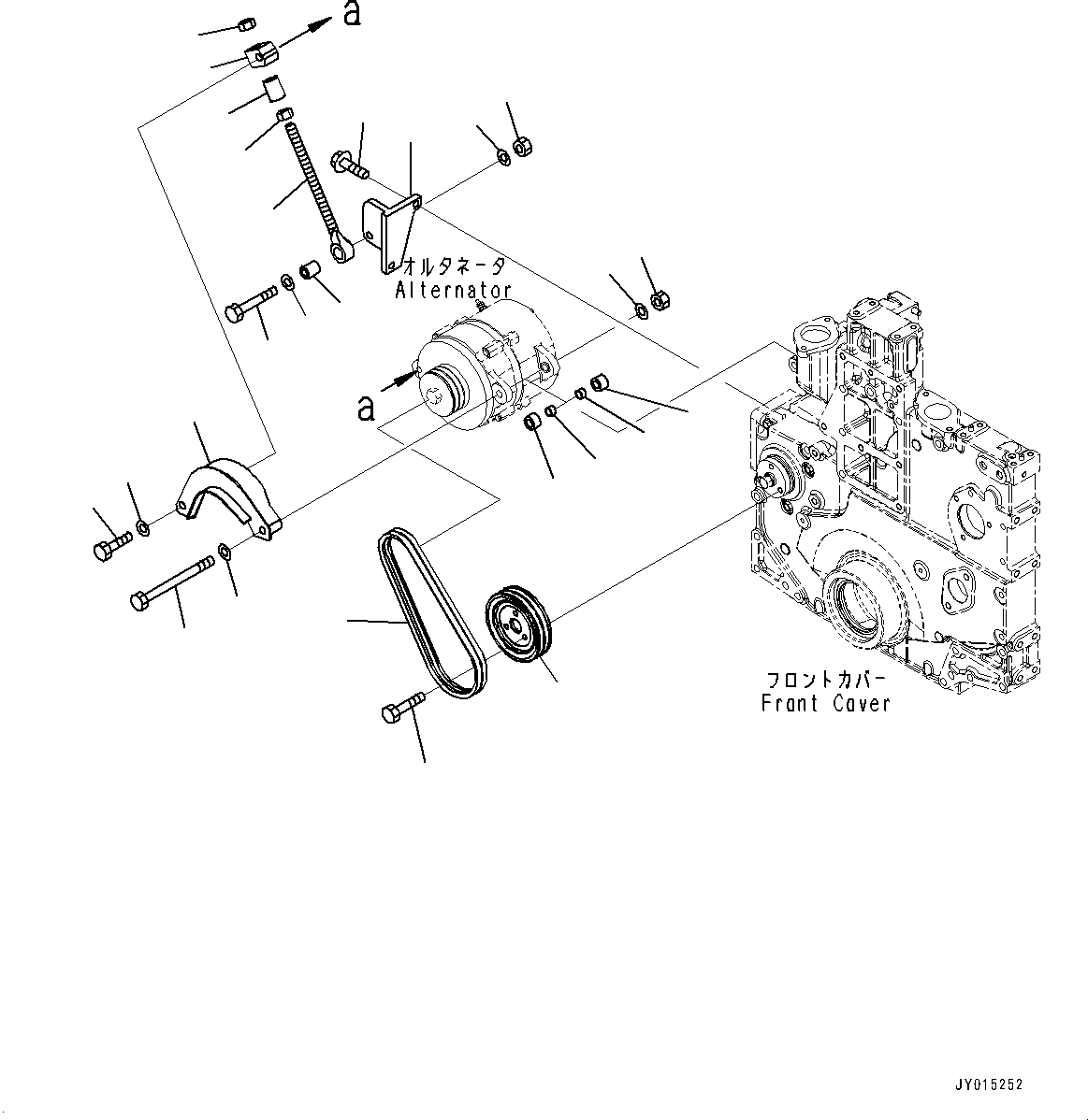 Komatsu parts book diagram for SAA6D140E-5G S/N 535751-UP (For D155AX-6): ALTERNATOR, MOUNTING PARTS (#535856-)