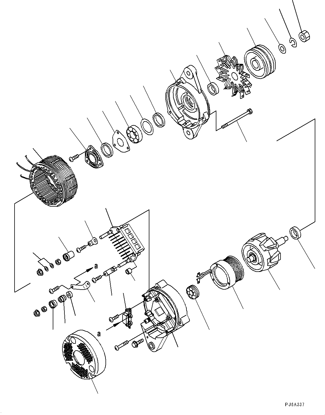Komatsu parts book diagram for SAA6D140E-5G S/N 535751-UP (For D155AX-6): ALTERNATOR, INNER PARTS (#535892-)