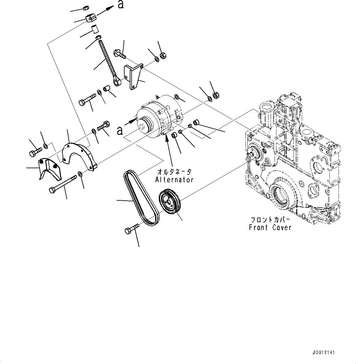 Komatsu parts book diagram for SAA6D140E-5G S/N 535751-UP (For D155AX-6): ALTERNATOR, MOUNTING PARTS (#535751-535891)