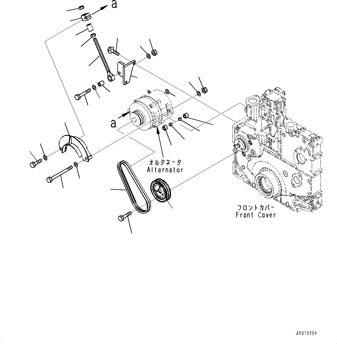 Komatsu parts book diagram for SAA6D140E-5G S/N 535751-UP (For D155AX-6): ALTERNATOR, MOUNTING PARTS (#535892-)