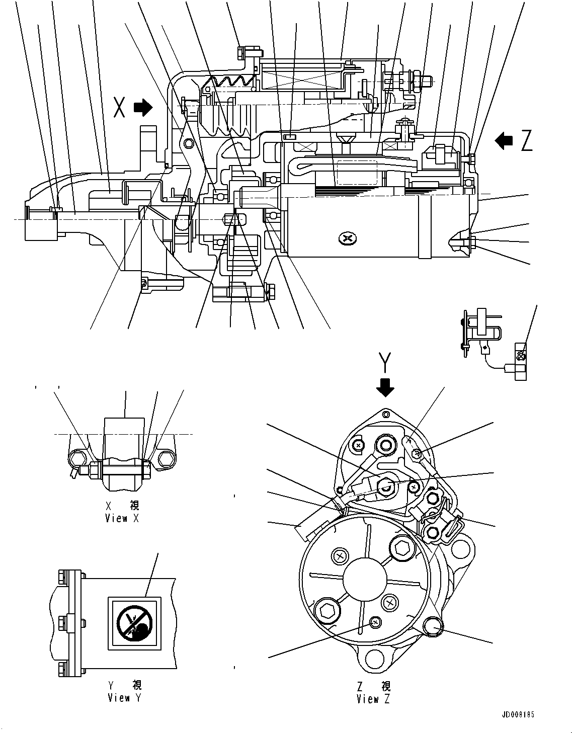 Komatsu parts book diagram for SAA6D140E-5G S/N 535751-UP (For D155AX-6): STARTING MOTOR, INNER PARTS (#535751-)